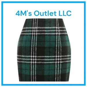 IDEALSANXUN Midi Plaid Skirts for Women 2024 Fall Winter Knee Length Pencil Wool